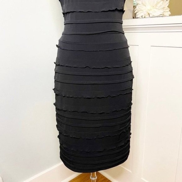 Calvin Klein Black Ruffled Sleeveless Sheath Dress 4 Small - Picture 5 of 10